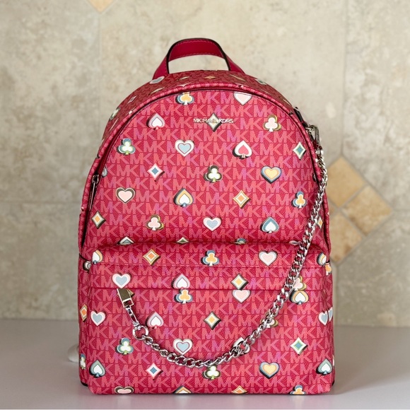 Michael Kors Slater Medium Backpack MK Dark Raspberry Multi - Picture 1 of 16